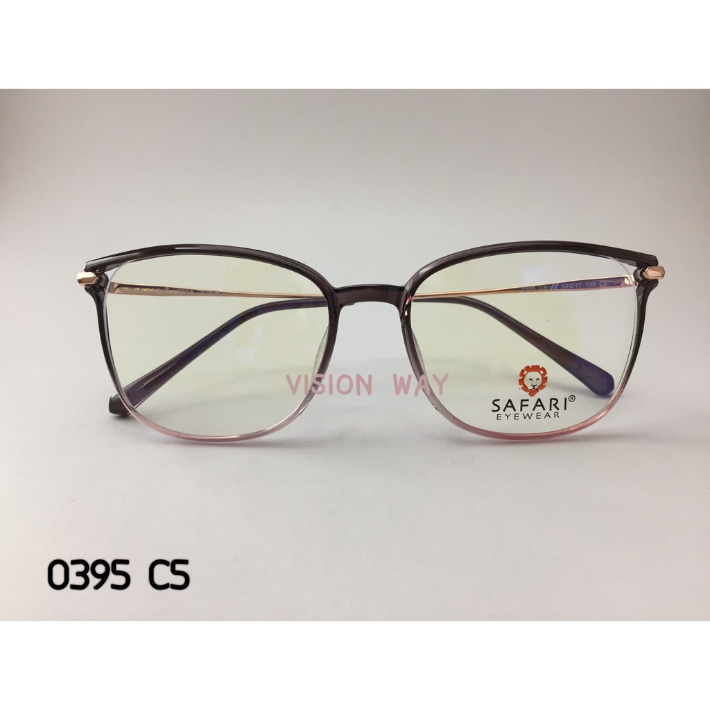 ใหม่! กรอบแว่นตา SAFARI  รุ่น Light&amp;Comfort 0395 -C5 เหลี่ยมม่วง-ขาแว่นสี Pink Gold