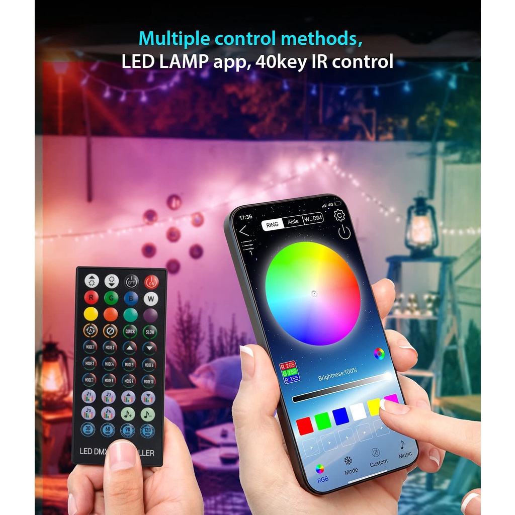 ของแท้ 100 Dream Color Light String BT Music APP WS2812B RGB IC ...