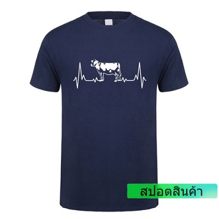 ลดราคา เสื้อยืดลําลอง แขนสั้น พิมพ์ลาย Heartbeat Of Cow Lover Farming สําหรับผู้ชาย