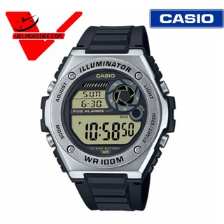 CASIO นาฬิกาผู็ชาย สายสแตนเลส-เรซิ่น (ประกันCMG ศูนย์เซ็นทรัล 1ปี) รุ่น MWD-100H-9A(หน้าปัดสีชา)