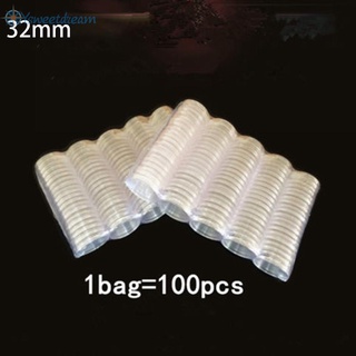 SWTDRM- ~Coin Storage Cases 32mm Clear Holder Plastic Portable Protection 100Pcs Boxes-【Sweetdream】