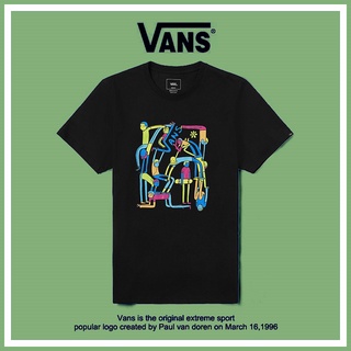 ใหม่เสื้อยืดแขนสั้นผ้าฝ้ายระบายอากาศพิมพ์ลาย VANS สําหรับผู้ชายและผู้หญิง new cotton 100%แฟชั่น