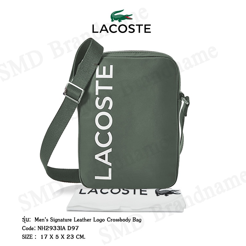 Lacoste กระเป๋าสะพายข้างชาย รุ่น Men's Signature Leather Logo Crossbody Bag Code: NH2933IA D97
