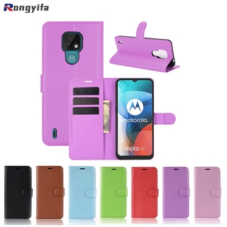 Motorola Moto E7 G 5G Edge One Fusion Plus Phone Case Litchi Leather Simple Business Wallet Flip Card Package Slots Stand Holder Case Cover