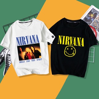 Miss Nirvana Nirvana Nirvana Nirvana Band Rock Hip Hop Kurt Cobain อุปกรณ์ต่อพ่วงแขนสั้นเสื้อยืดเสื้อผ้าเสื้อยืด Tide