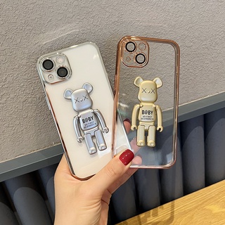 เคสโทรศัพท์มือถือแบบนิ่ม ใส กันรอยกล้อง ลายหมี Kaws หรูหรา เรียบง่าย สําหรับ Samsung Galaxy A22 5G A82 5G