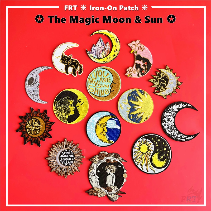 ☸ แผ่นแพทช์เหล็ก The Magic Moon & Sun ☸ แผ่นแพทช์รีดติดเสื้อ DIY สไตล์เรโทร สําหรับตกแต่งเสื้อผ้า 1 ชิ้น