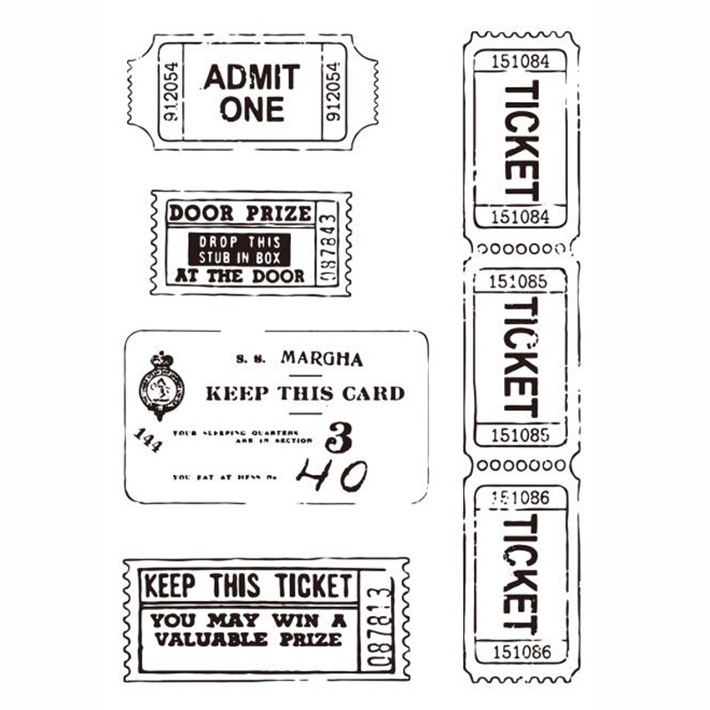 Vintage Ticket Silicone Clear Seal Stamp DIY Scrapbooking ลายนูนอัลบั้มภาพ