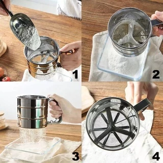 ที่ร่อนแป้งสแตนเลสแบบบีบ ที่ร่อนผงโกโก้ ตะแกรงร่อนแป้งมือบีบ ขนาด 250 g.
