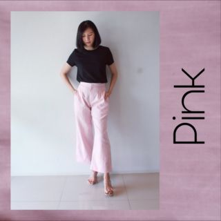 ถูกมาก! Pink Pants l กางเกงขากระบอก 5 ส่วน