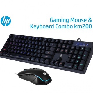 HP GAMING KEYBOARD AND MOUSE KM200 LED Back Light การ ออก แบบที่ หรูหรา และ เรียบง่าย BLACK