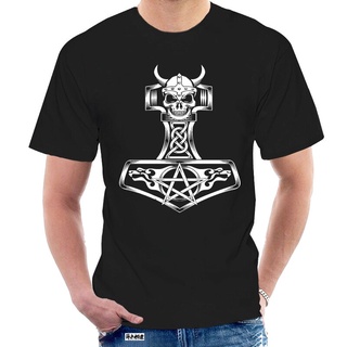 เสื้อยืดแขนสั้นลําลอง คอกลม ผ้าฝ้าย พิมพ์ลาย Thors Hammer Viking Mjollnir Norsemen Odin Screen 7884W สําหรับผู้ชาย และผู