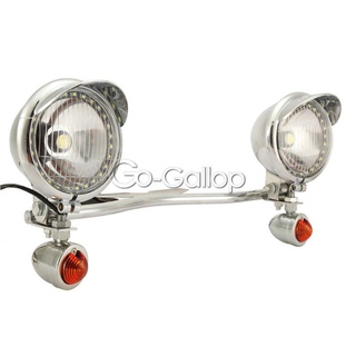 Chrome Motorcycle LED Passing Turn Signals Angel Eye Light Bar For Honda Shadow Spirit VT750 VT1100/VTX1300 Suzuki Boule