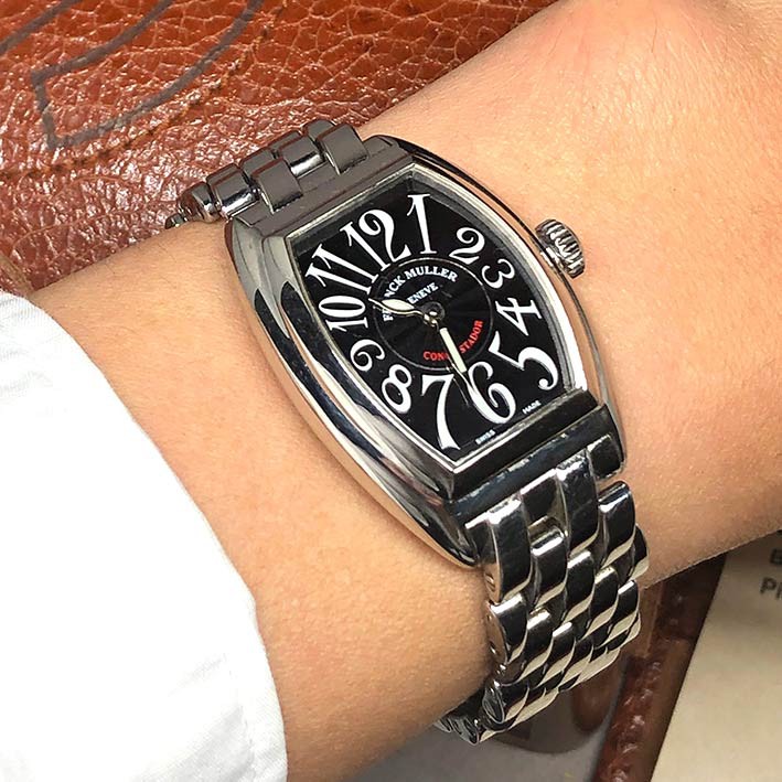 นาฬิกามือสอง ของแท้ FRANCK MULLER Conuistador 8005 L QZ สำหรับสุภาพสตรี ขนาดตัวเรือน 28x39mm