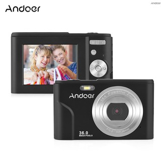 Andoer กล้องดิจิทัล 36MP 1080P หน้าจอ IPS 2.4 นิ้ว ซูม 16x ตั้งเวลาได้เอง หน่วยความจําขยาย 128GB ตรวจจับใบหน้า กันสั่น แบตเตอรี่ในตัว 2 ชิ้น เมาท์ 1/4