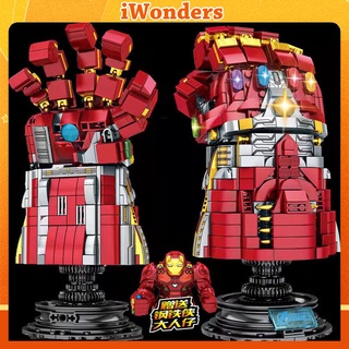 ของเล่นเด็ก บล็อกตัวต่อ Iron Man Infinite Marvels The Avengers War Creative Gemstone