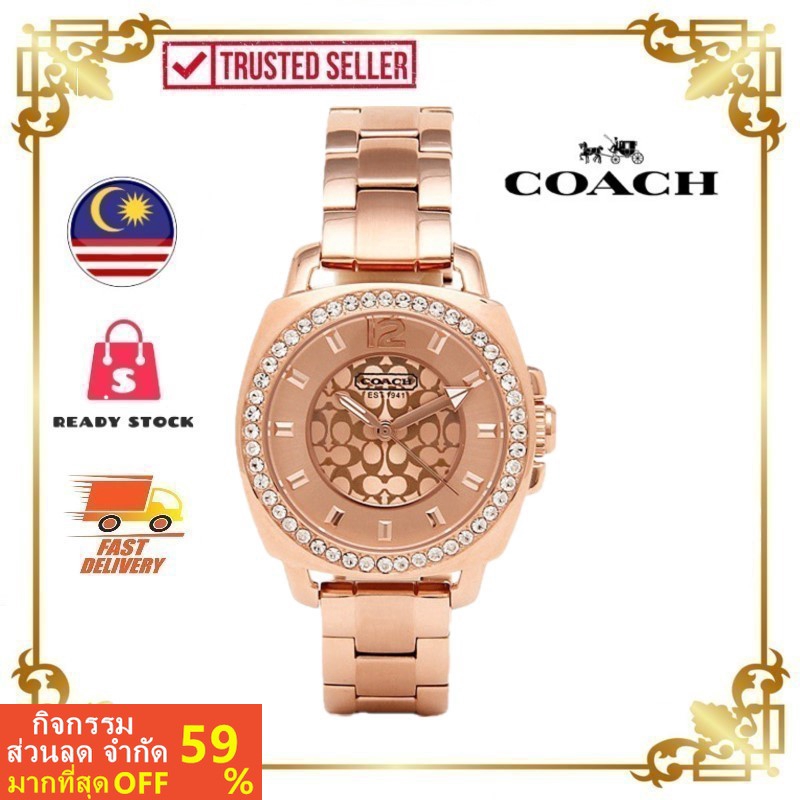 [ของแท้] Coach Classic Boyfriend สแตนเลส กุหลาบโทนสีทอง ผู้หญิงนาฬิกา - 14501701