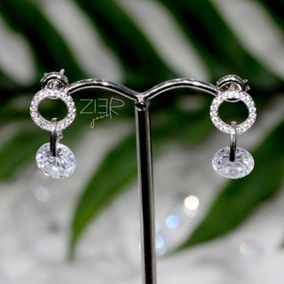 ต่างหูเงินแท้ 925 ประดับพลอยCZ Earring Silver 925 With Cubic Zirconia-(E27190326)