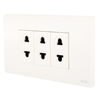 ชุดเต้ารับ 2 ขา 3 ช่อง EVE 570054 สีขาว SET SOCKETS 2P 3MODULES EVE 570054 WHITE