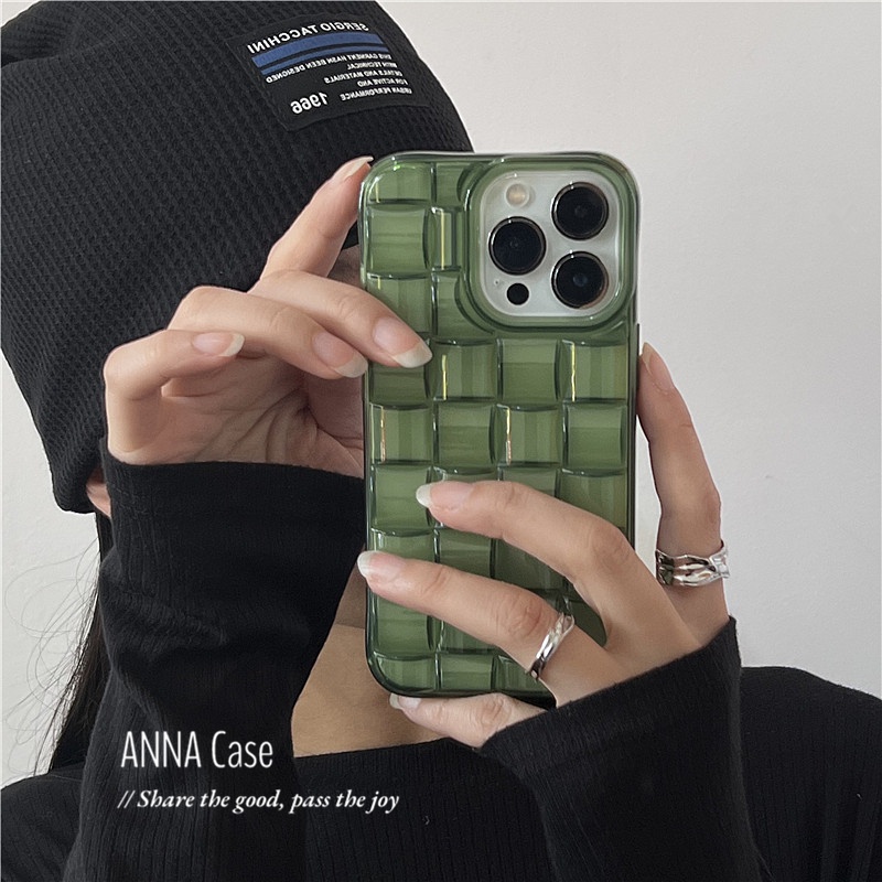 3dตารางทนทานทอรูปแบบโปร่งใสสีเขียวนุ่มสําหรับiphone 16 16Pro 16Promax 15 15Pro 15Promax 14 14Pro 14Promax 13 13Pro 13Promax 12 12Promax 11Promax 14Plus 13mini