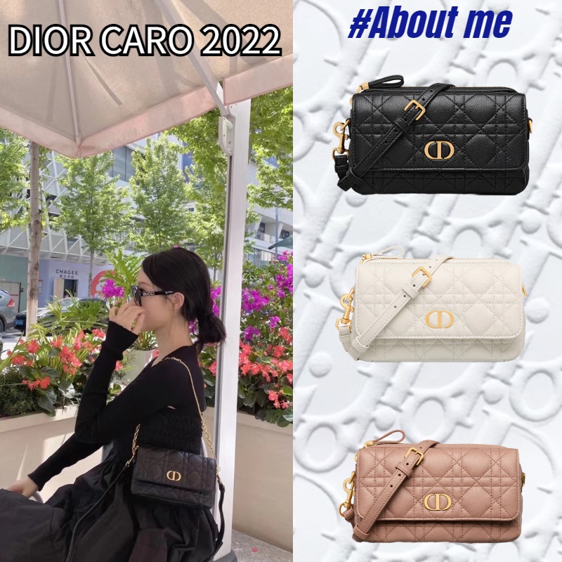 🌸 ดิออร์ Dior DIOR CARO กระเป๋าคลัช/กระเป๋าสายโซ่/กระเป๋าสะพาย/กระเป๋าถือ