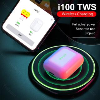 i100 TWS 1:1 Pop-up 5.0 Bluetooth Wireless Earphone Separate Use Wireless Charging