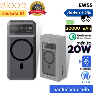 Eloop EW55 Magnetic 20000mAh แบตสำรองไร้สาย Battery Pack PowerBank พาวเวอร์แบงค์ Wireless Charger Orsen Power Bank USB T