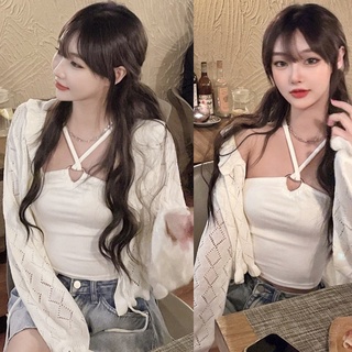✅ส่งไว✅สต็อกไทย เสื้อสายเดี่ยวแต่งห่วงหัวใจ คอไขว้