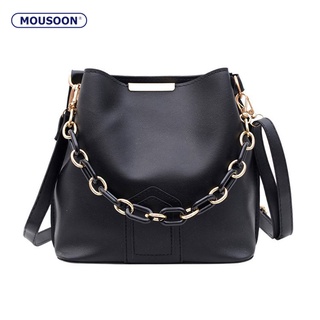 MOUSOON กระเป๋าทรงถังเกาหลี โซ่อะคริลิค กระเป๋าถือ แฟชั่นกระเป๋าสะพายไหล่