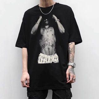 เสื้อยืดโอเวอร์ไซส์เสื้อยืดผู้ชาย ฮิปฮอป tupac 2pac แรปเปอร์ ลายมันส์ hot saleS-3XL