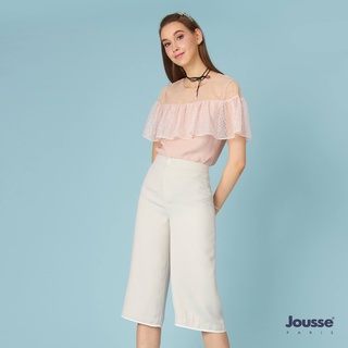 JOUSSE  RUFFLE&amp;DETAIL BLOUSE เสื้อเบลาส์ผ้าจอร์เจีย เนื้อนุ่ม  เสื้อผู้หญิงสีชมพู ตกแต่งลูกไม้สุดหวาน(JQ3MPI)