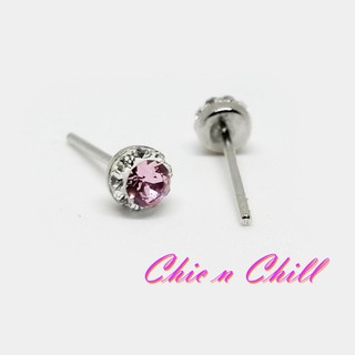 ต่างหูเงินแท้ swarovski crystal ขนาด 4mm Halo style stud earrings