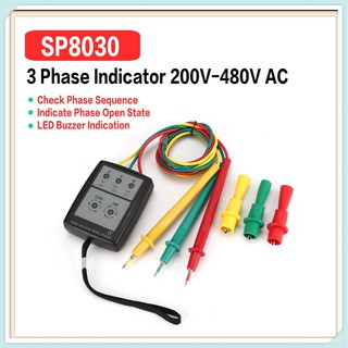 🌹【สินค้าพร้อมส่ง】[SP8030 Phase Indicator] 200V-480V เครื่องวัดค่ามิเตอร์，3 Phase Rotation Sequence Indicator Meter Tester Detector
