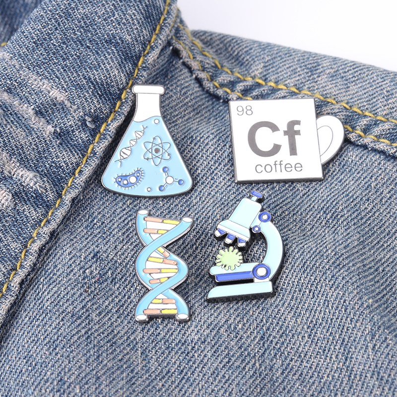 Pin Dna Pin เข็มกลัดการ์ตูนวิทยาศาสตร์เคลือบจุลทรรศน์สําหรับคนรักวิทยาศาสตร์ของขวัญวิทยาศาสตร์