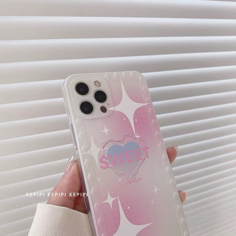 Simple pink smudged flashing star iPhone11promax iPhone 12 เคสมือถือ XS