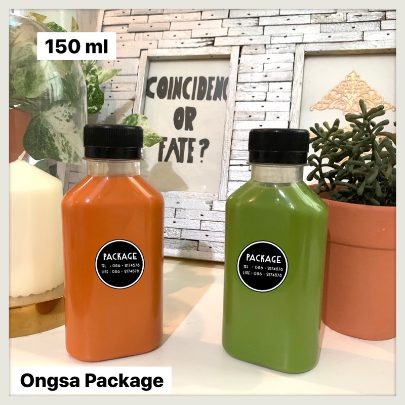 ขวดพลาสติก ขนาด 300 ml ทรงกัํกแบน ( 50 ใบ / 150 ใบ + พร้อมฝา เลือกสีฝาได้ ) ขวด บรรจุเครื่องดื่ม พลาสติกใส PET