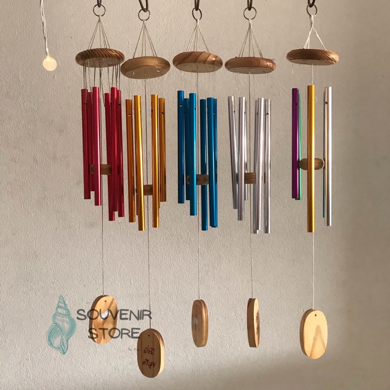 กระดิ่งลม โมบายกระดิ่งลม แบบโปร่ง6แท่งหนา เสียงกังวาน