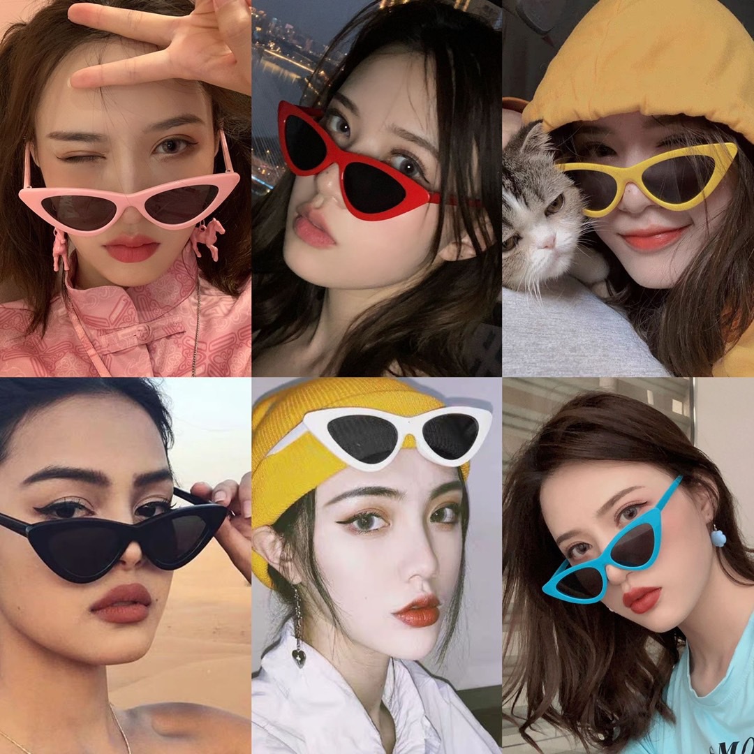 แว่นแฟชั่น แว่นกันแดด แคทอาย สีขาว ดํา แดง พร้อมส่ง