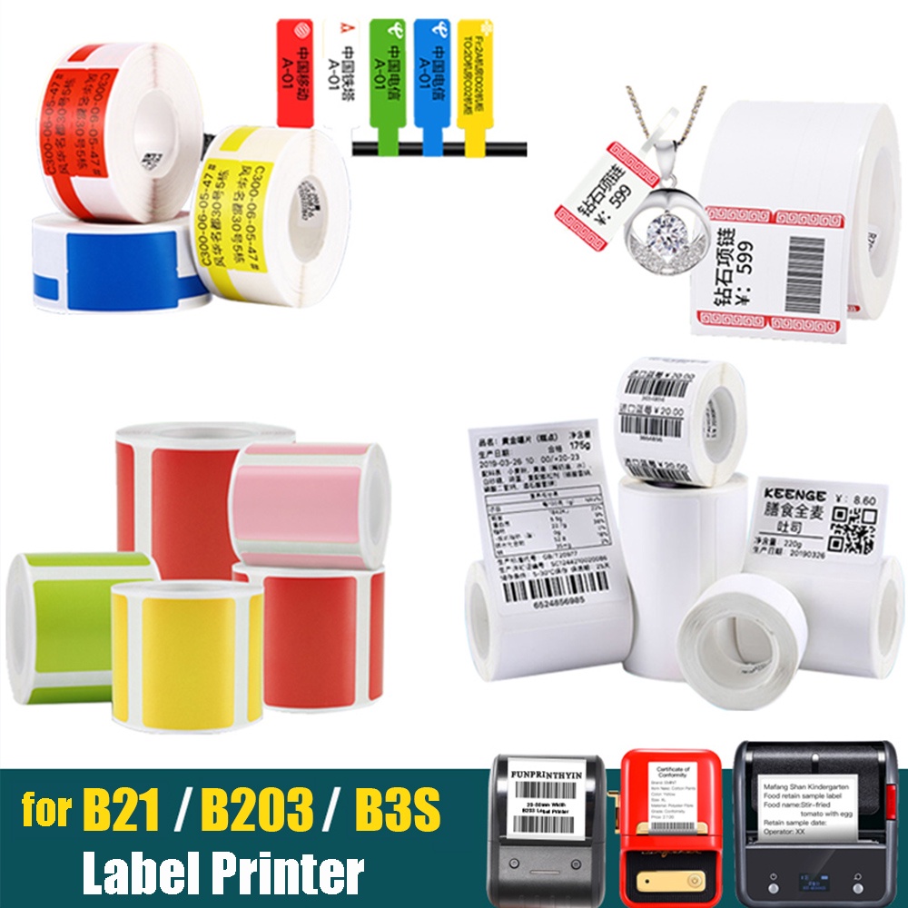 NiiMbot B21 Label Sticker B3S/B203 Label Machine กระดาษพิมพ์เทปฉลากความร้อน กันน้ําน้ํามันหลักฐานฉีก