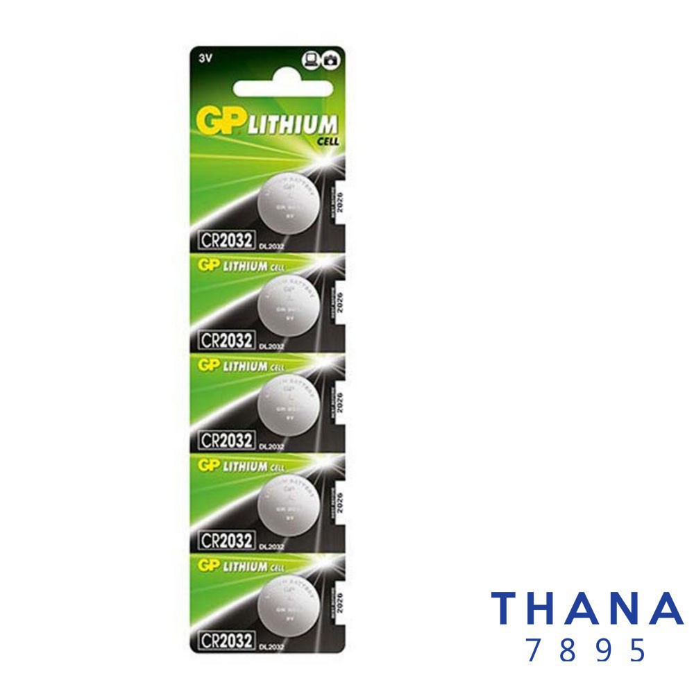 ถ่านกระดุม GP LITHIUM CELL BATTERY รุ่น CR2032 3V (DL2032) (CR2032SIS-7C5) 1 แผง / 5 ก้อน