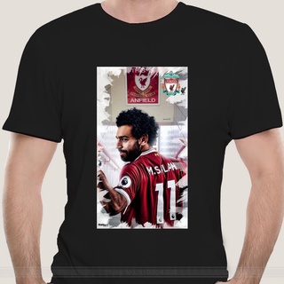 เสื้อยืดลําลอง ผ้าฝ้าย แขนสั้น คอกลม พิมพ์ลายกราฟฟิค Mohamed Salah สีขาว แฟชั่นสําหรับผู้ชาย