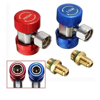 คอปเปอร์ เติมน้ำยาแอร์ R134a (สีน้ำเงิน+สีแดง) แพคคู่ AC Coupler R134a High + Low side QC-21 ชุดคอปเปอร์ คอปเปอร์แอร์