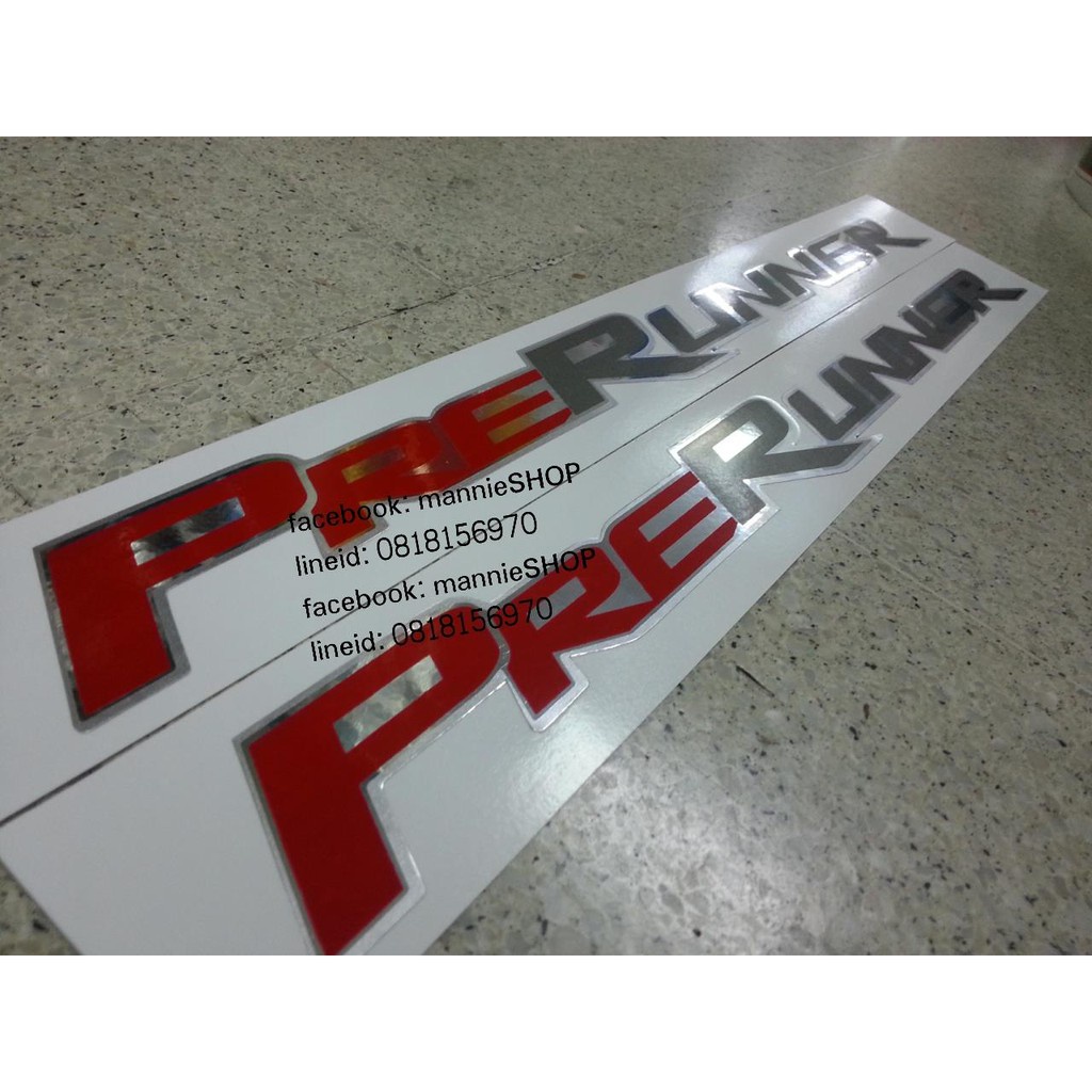 สติ๊กเกอร์แบบดั้งเดิมรถ คำว่า PRERUNNER สำหรับติดแก้มท้ายรถ TOYOTA REVO ...