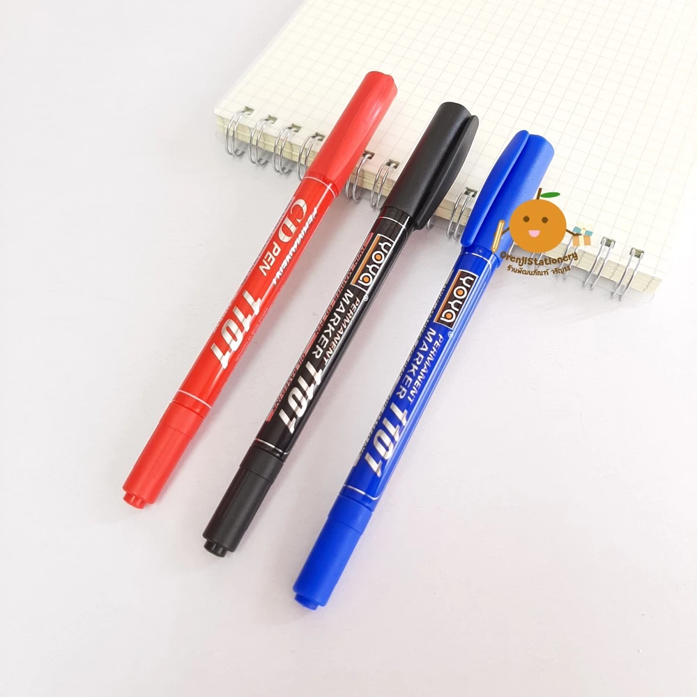 ปากกาเขียนซีดี ซองพัสดุ 2 หัว YOYA Permanent Marker 1101