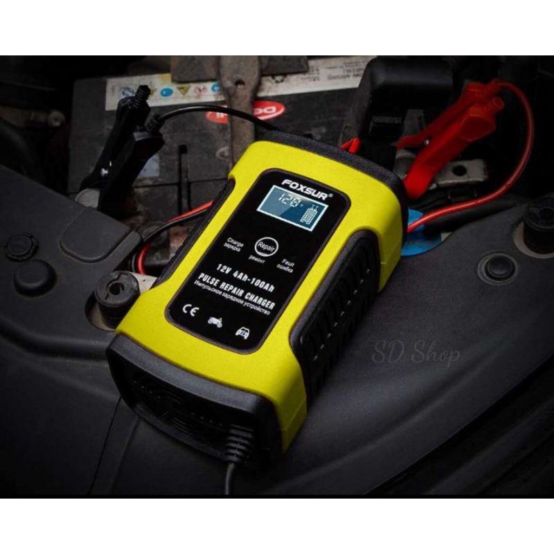 FOXSURเครื่องชาร์จแบตเตอรี่รถยนต์ มอเตอร์ไซค์ขนาด12V.5A.เครื่องชาร์จและฟื้นฟูแบตเตอรี่อัจฉริยะ