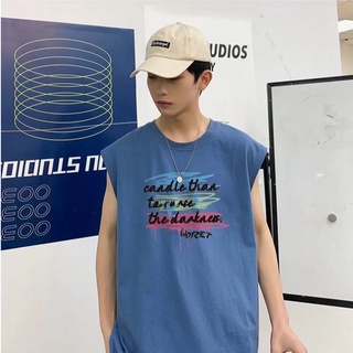 เสื้อกั๊กแขนกุด พิมพ์ลาย ทรงหลวม แฟชั่นฤดูร้อน สไตล์สปอร์ต สําหรับผู้ชาย