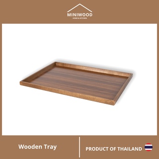 MINIWOOD ถาดเสิร์ฟ ขอบบาง ถาดไม้ Wooden Tray ไม้จามจุรี