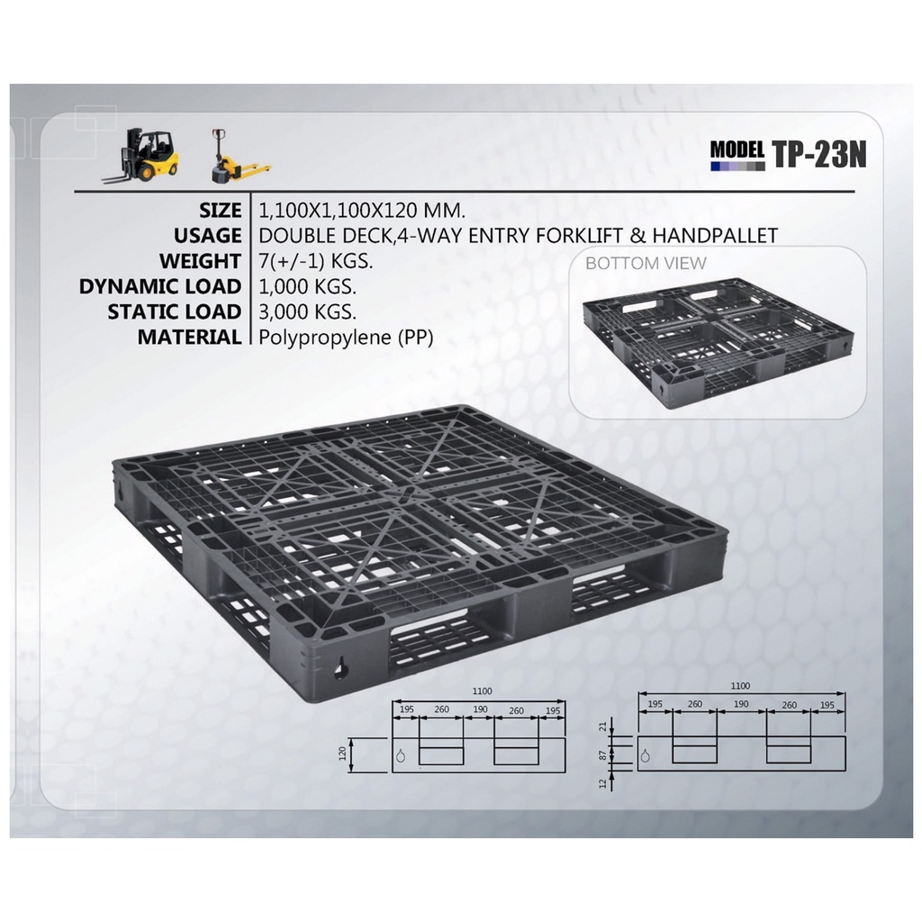 GlobalHouse SUPERWARE พาเลทพลาสติก รุ่น TP-23N ขนาด 1100x1100x120MM. สินค้าของแท้คุณภาพดี