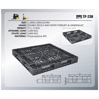 SUPERWARE พาเลทพลาสติก รุ่น TP-23N ขนาด 1100x1100x120MM. สีดำ