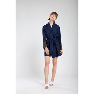 QueenCows ชุดให้นม Cara Cotton Robe (Navy)